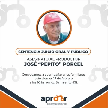Convocan a una marcha por el asesinato del productor “Pepito” Porcel de La Ramada de Abajo