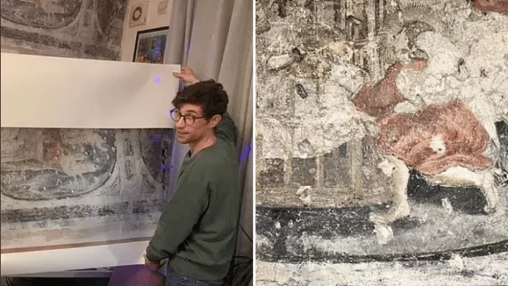 Descubrió un mural de 400 años de antigüedad mientras renovaba la cocina