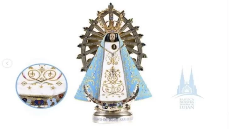 Argentinidad al palo: el manto de la Virgen de Luján tiene bordado las tres estrellas mundialistas