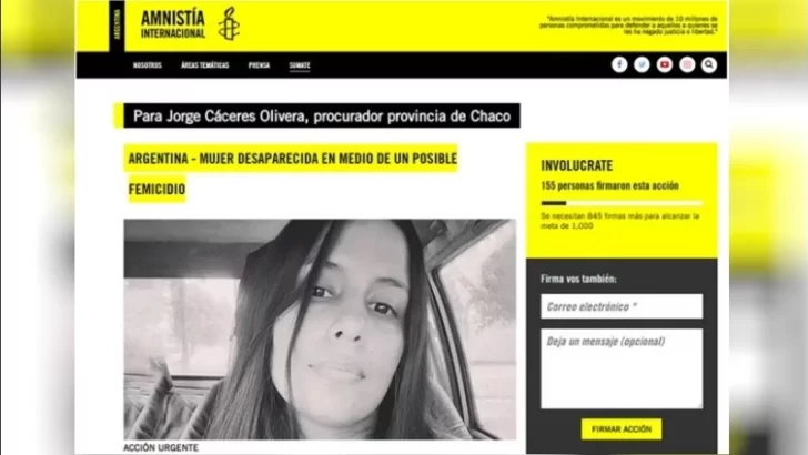 Amnistía Internacional lanzó una campaña para exigir una investigación efectiva del caso Cecilia