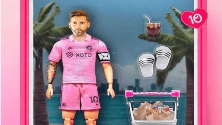 En medio del furor por Barbie, crearon un falso muñeco de Messi con ropa del Inter, carrito de compras y mate
