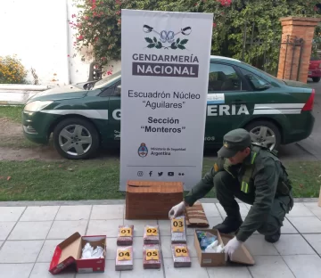Gendarmería nacional incautó una encomienda que contenía seis ladrillos de cocaína