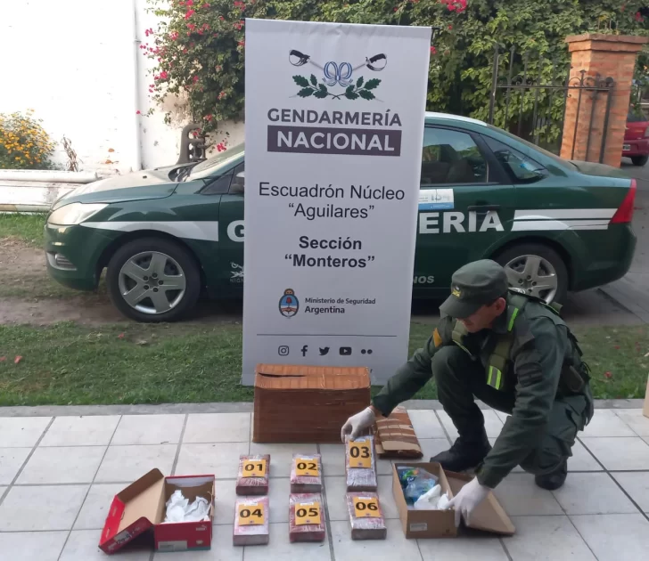 Gendarmería nacional incautó una encomienda que contenía seis ladrillos de cocaína