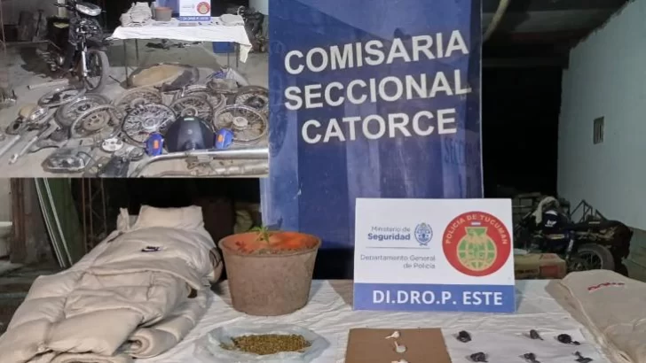 Descubrieron un “desarmadero” de motos y estupefacientes