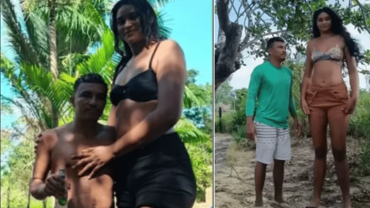 Amor sin medida: la historia de una mujer brasileña de 2 metros de altura y su esposo de 1.62