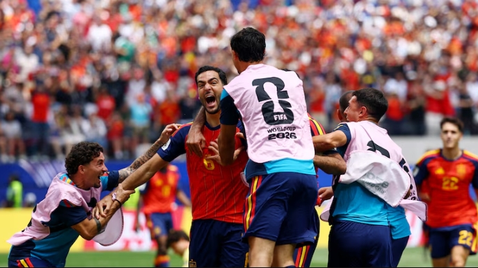Con un gol sobre la hora, España derrotó 2-1 a Bélgica y enfrentará a Francia en semis Con un gol sobre la hora, España derrotó 2-1 a Bélgica y enfrentará a Francia en semis