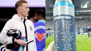 El “machete” de Pickford: el insólito detalle en la botella del arquero inglés que sorprendió a Messi El “machete” de Pickford: el insólito detalle en la botella del arquero inglés que sorprendió a Messi