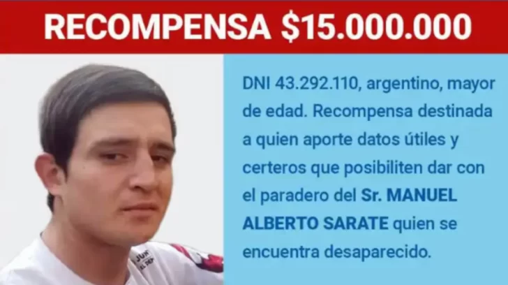 Ofrecen una recompensa de $15 millones por el paradero de Manuel Alberto Sarate Ofrecen una recompensa de $15 millones por el paradero de Manuel Alberto Sarate